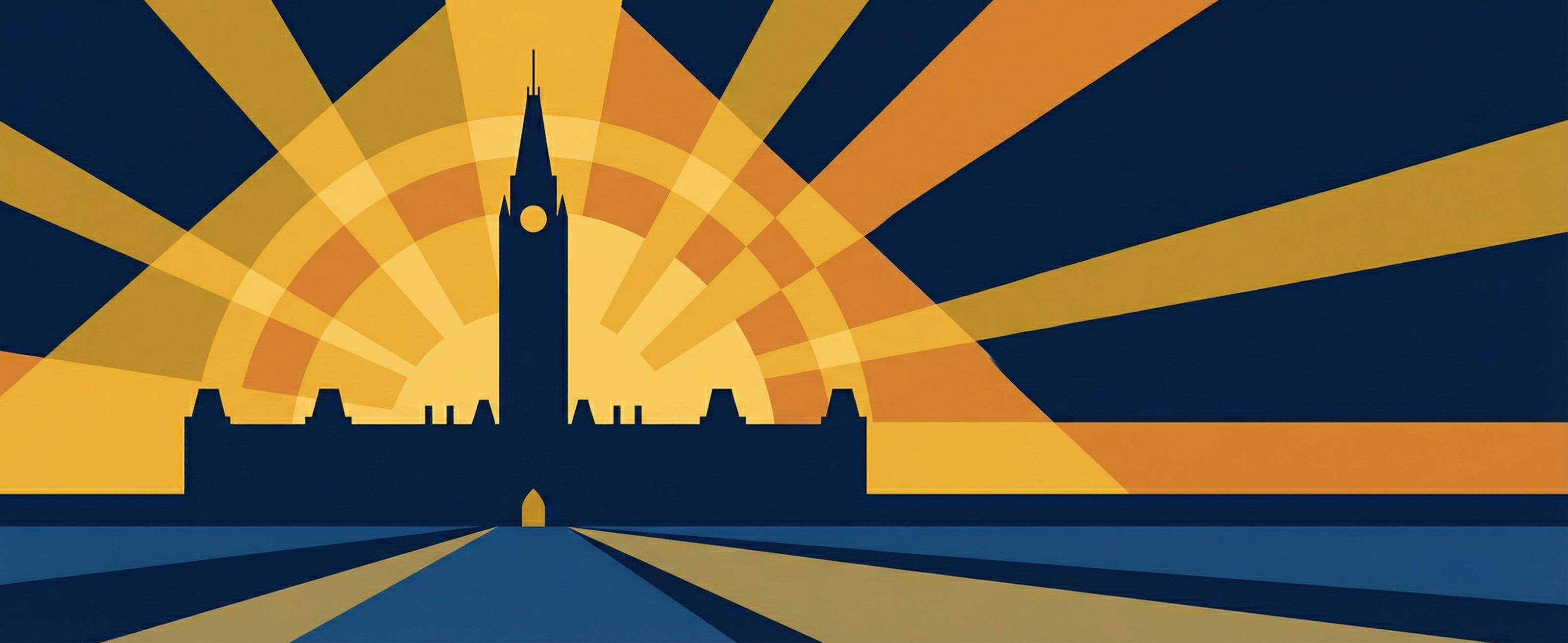 Parliament Hill silhouette with golden sunrise