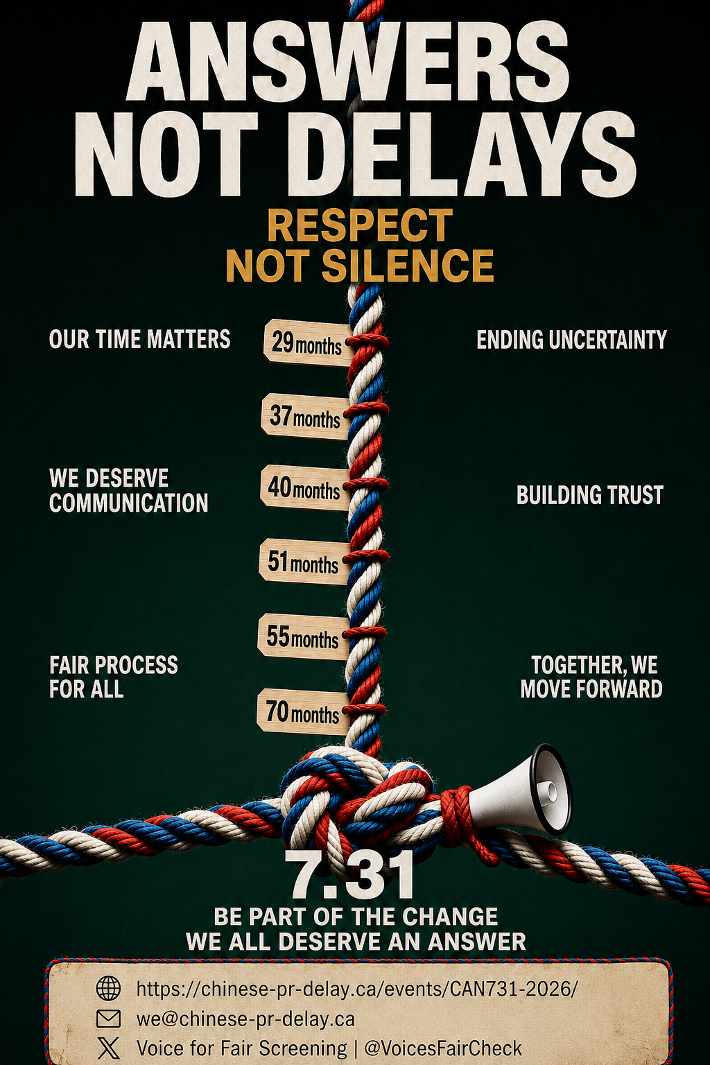 Answers not delays, respect not silence — applicants have waited 29 to 70+ months for a decision. On 7.31, be part of the change.