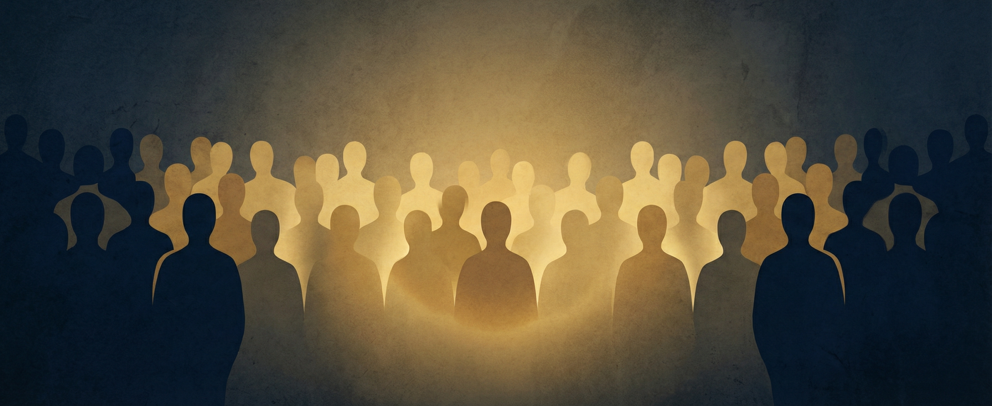 Silhouettes of people standing in solidarity